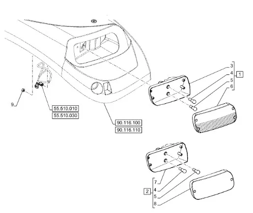 87714903 - Линза фары красн./бел. зад. лев. T8T8./Mg.